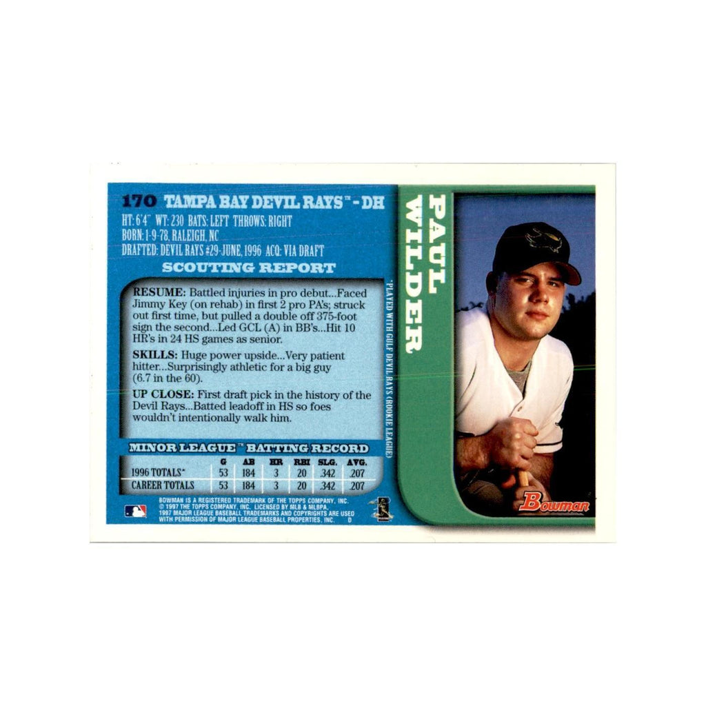 1997 Bowman Paul Wilder Baseball Cards #170