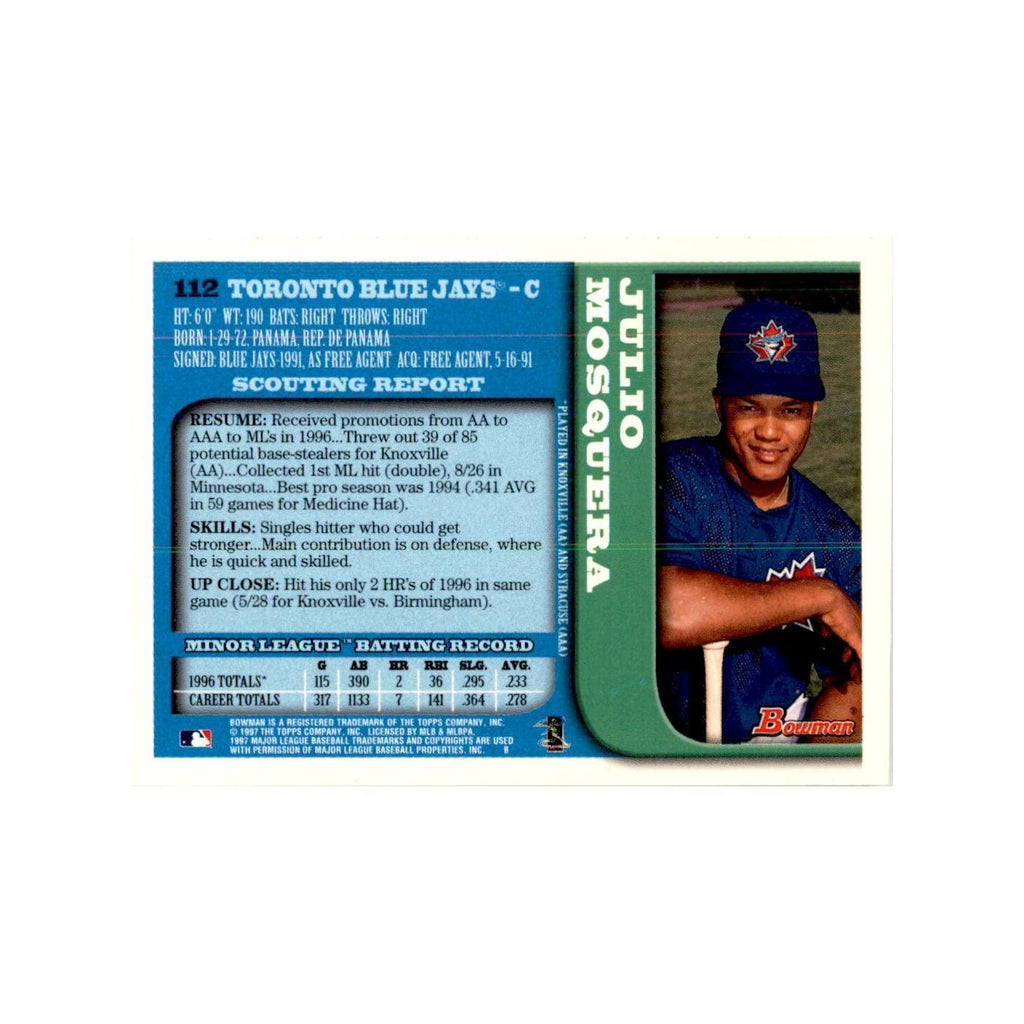 1997 Bowman Julio Mosquera Baseball Cards #112