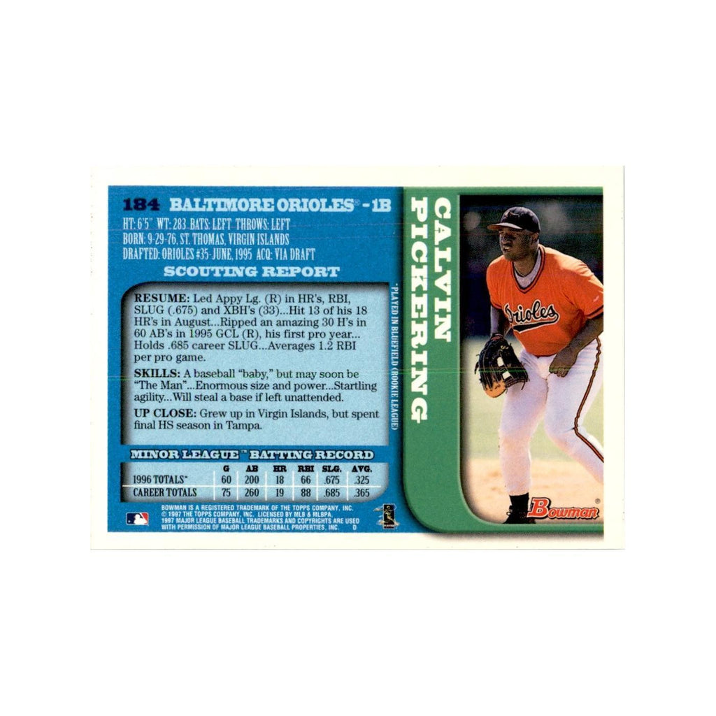 1997 Bowman Calvin Pickering Baseball Cards #184