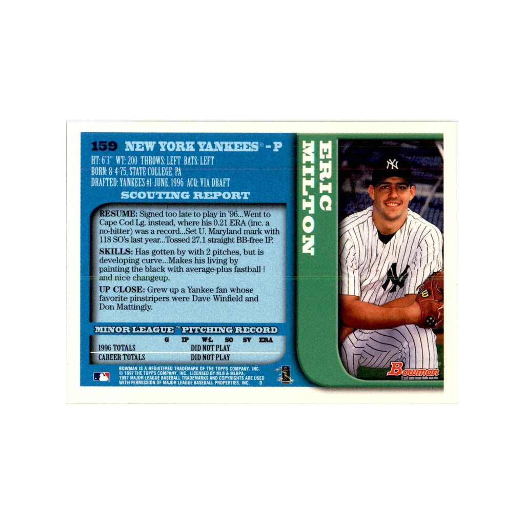 1997 Bowman Eric Milton Baseball Cards #159