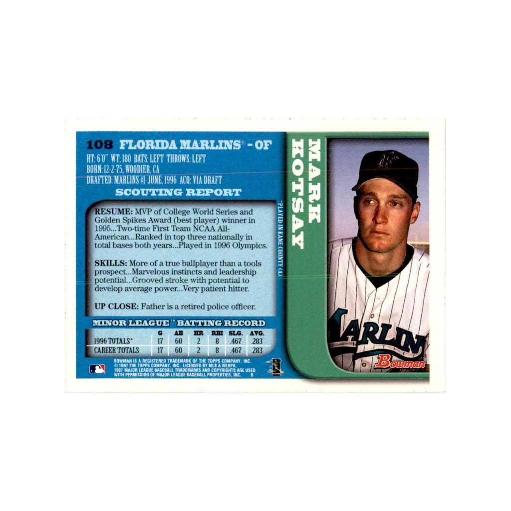 1997 Bowman Mark Kotsay Baseball Cards #108
