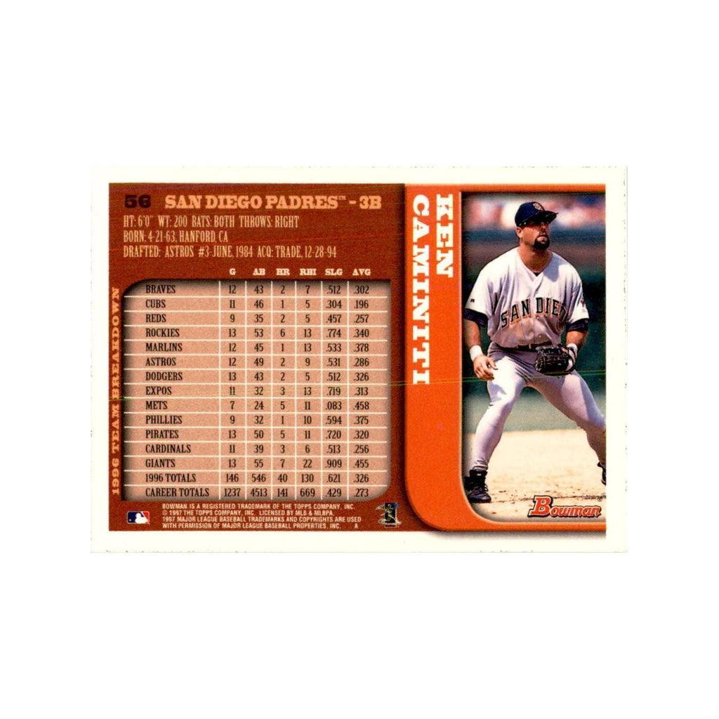 1997 Bowman Ken Caminiti Baseball Cards #56
