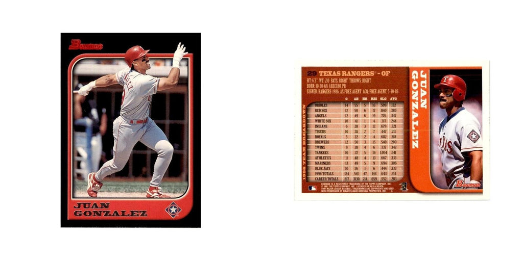 1997 Bowman Juan Gonzalez Baseball Cards #29