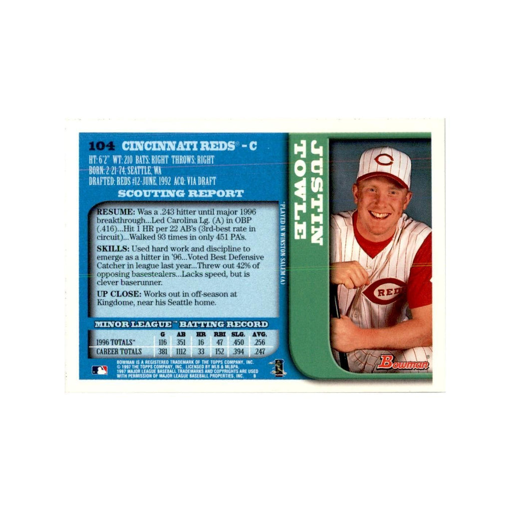 1997 Bowman Justin Towle Baseball Cards #104