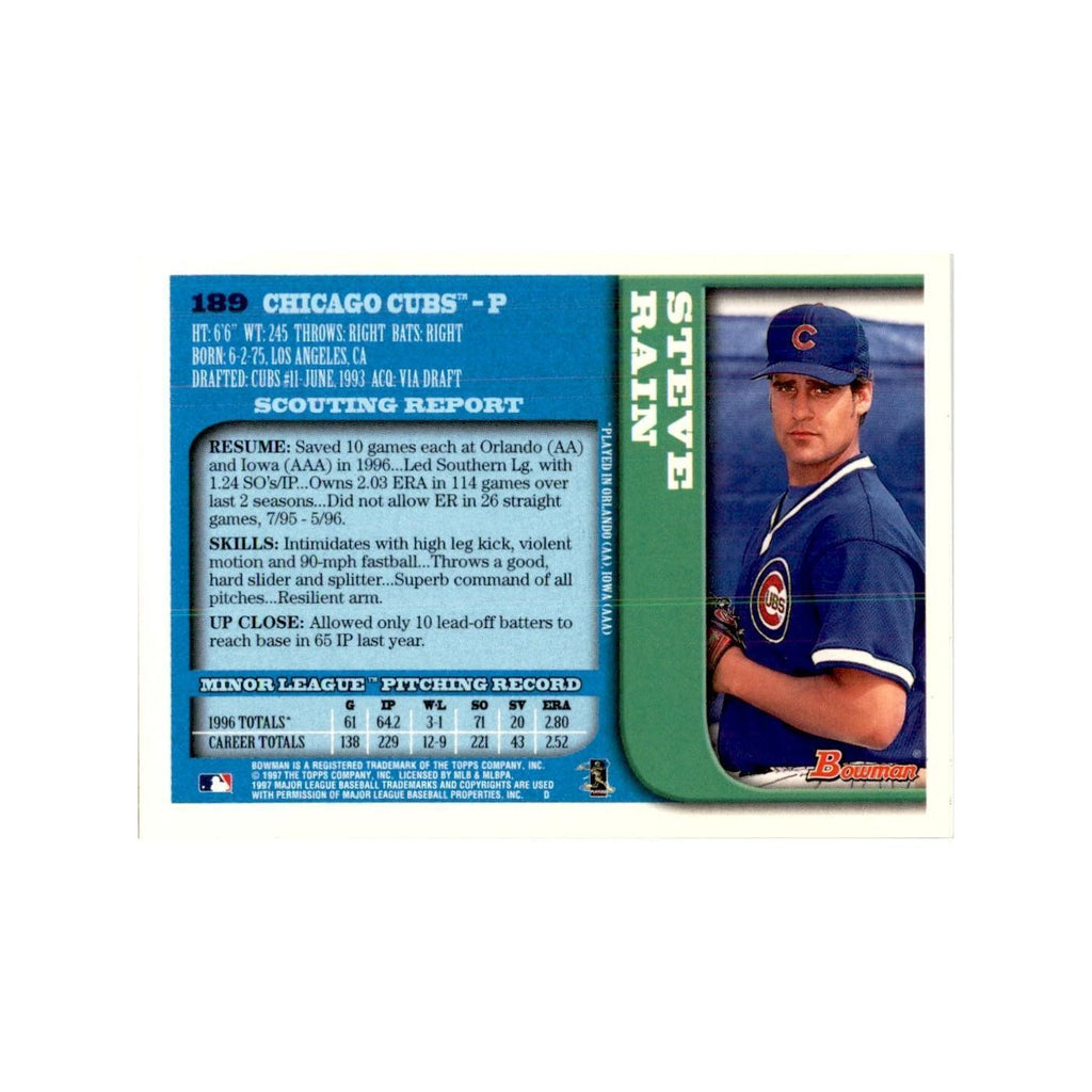 1997 Bowman Steve Rain Baseball Cards #189