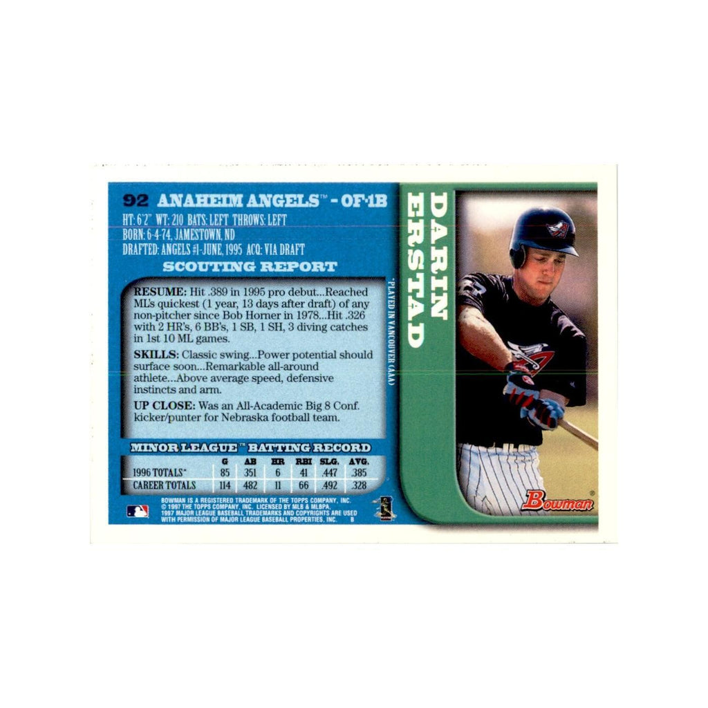 1997 Bowman Darin Erstad Baseball Cards #92