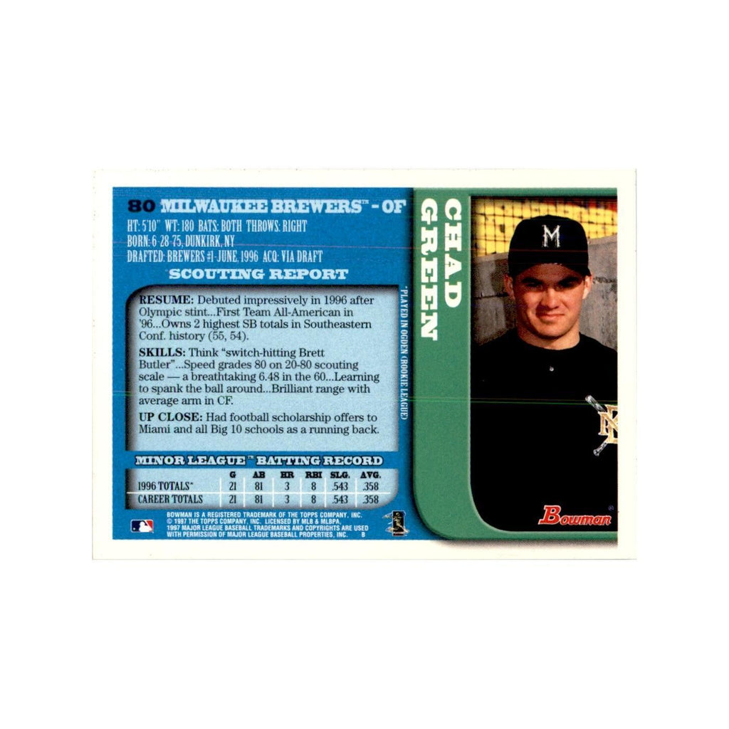 1997 Bowman Chad Green Baseball Cards #80