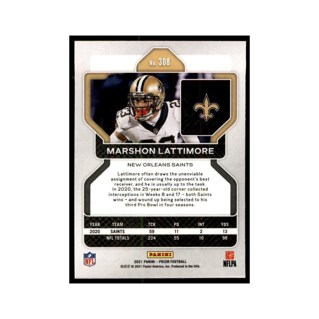 Marshon Lattimore 2021 Panini Prizm #308 Football Cards Football Card NM