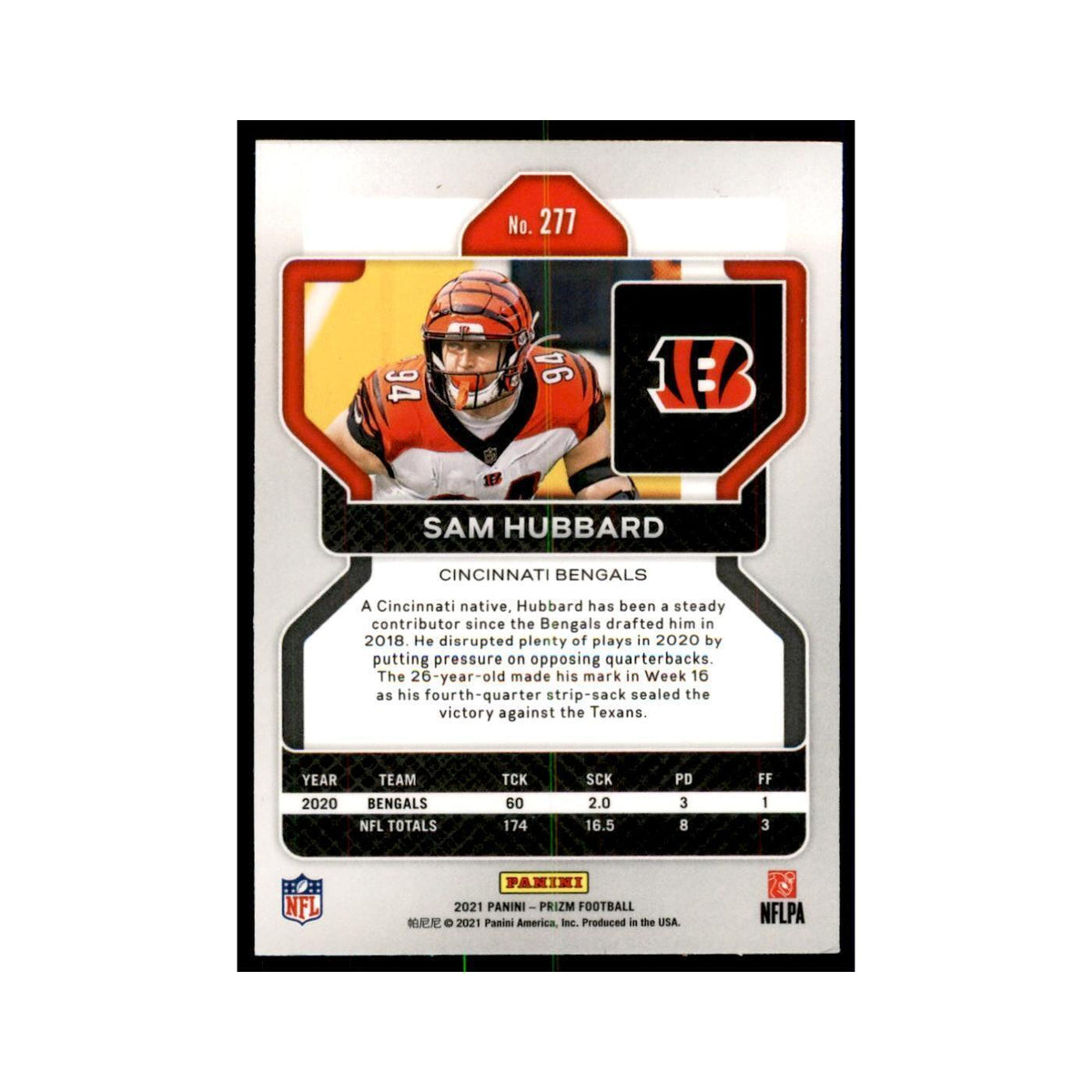 Sam Hubbard 2021 Panini Prizm #277 Football Cards Football Card NM