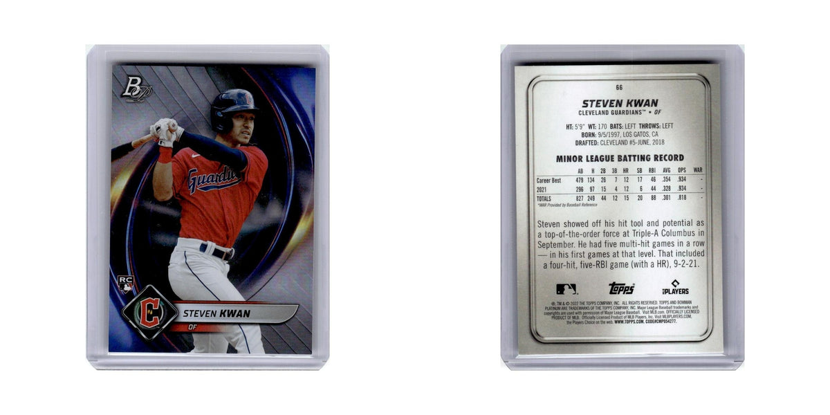 Steven Kwan Rookie 2022 Bowman Platinum #66 Cleveland Guardians Baseball Card NM