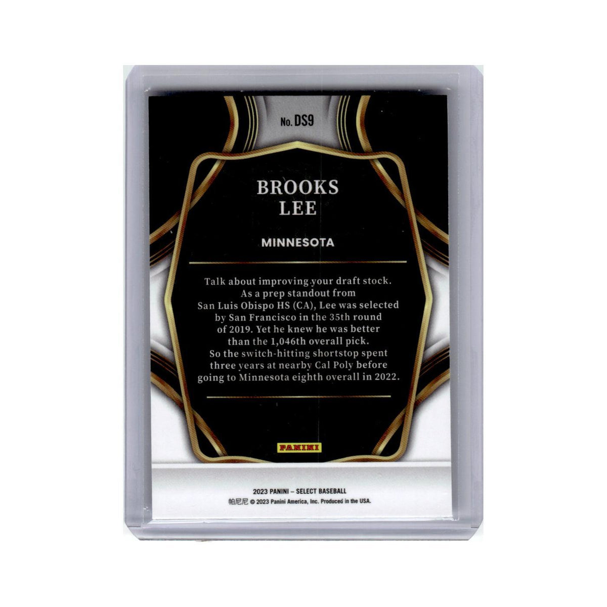 Brooks Lee 2023 Panini Select Draft Selections #DS9 Minnesota Twins NM