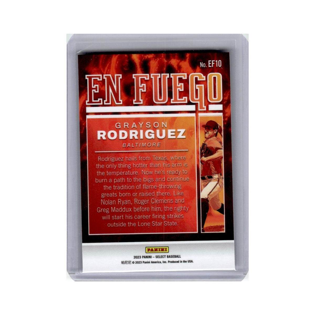 Grayson Rodriguez 2023 Panini Select En Fuego #EF10 Baltimore Orioles NM