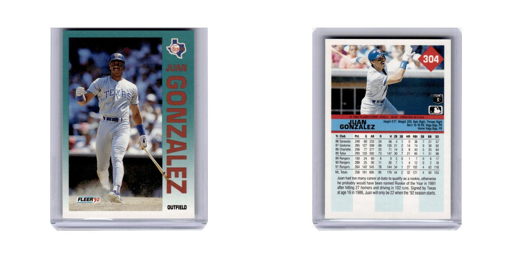 Juan Gonzalez 1992 Fleer #304 Texas Rangers Baseball Card NM