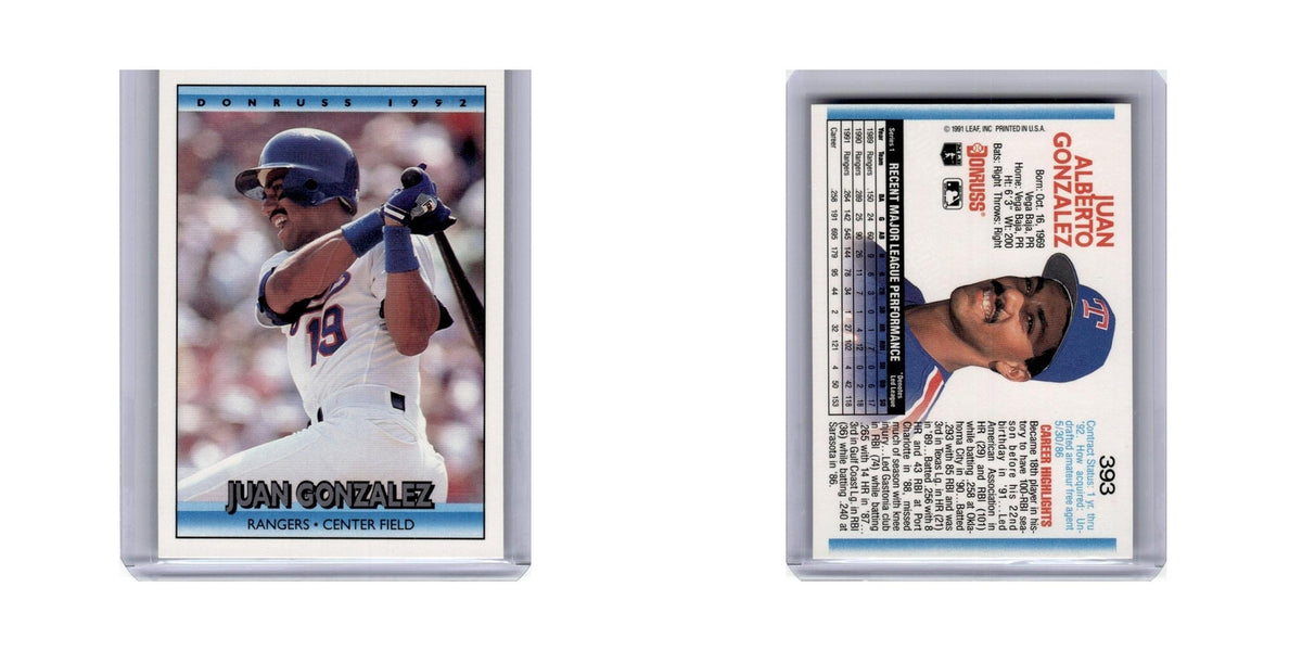 Juan Gonzalez 1992 Donruss #393 Texas Rangers Baseball Card NM