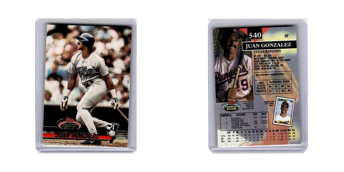 Juan Gonzalez 1993 Stadium Club #540 Texas Rangers Baseball Card NM
