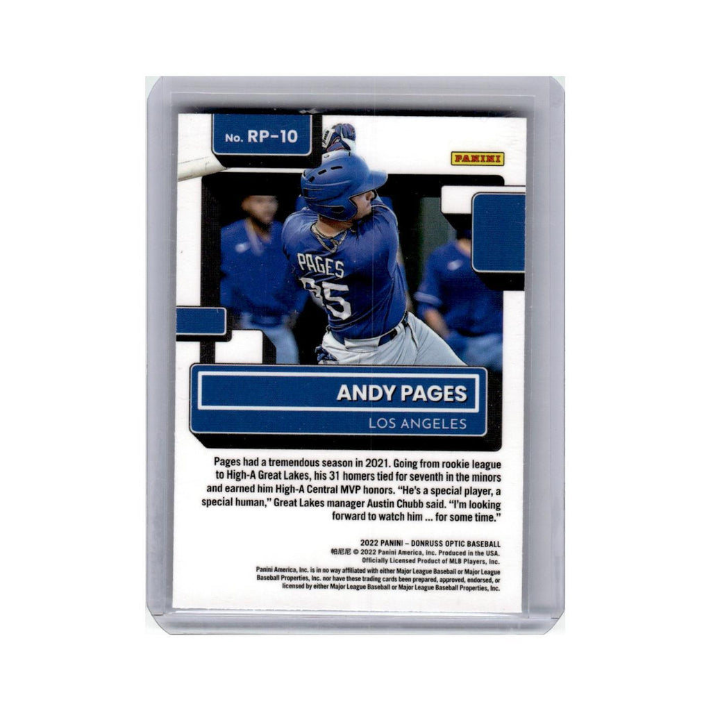 Andy Pages 2022 Donruss Optic Rated Prospects #RP-10 Los Angeles Dodgers NM