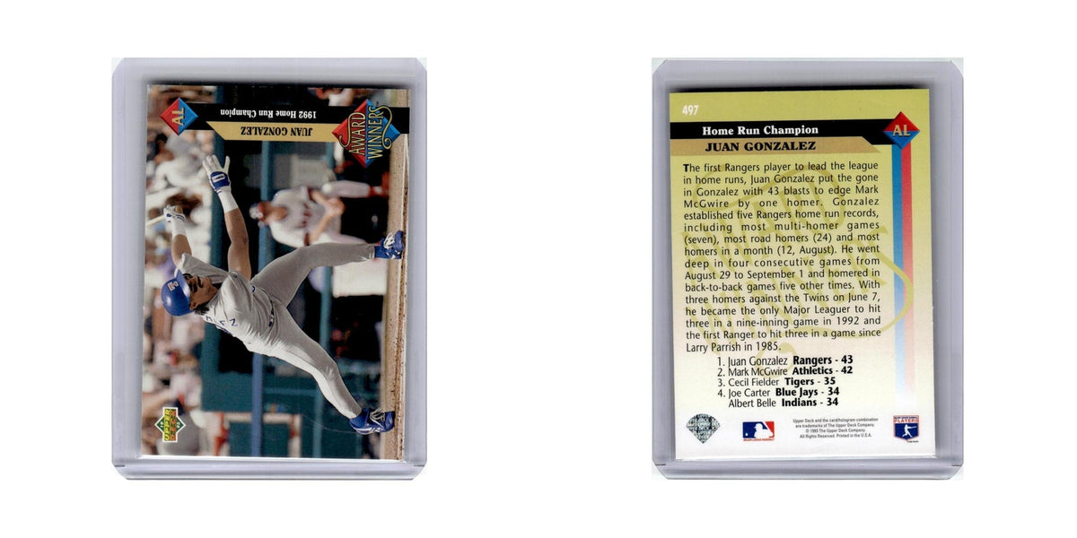 Juan Gonzalez 1993 Upper Deck #497 Texas Rangers Baseball Card NM