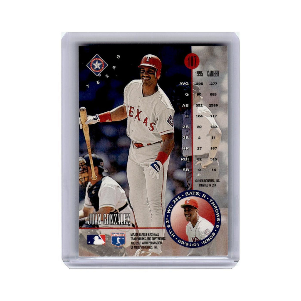 Juan Gonzalez 1996 Leaf #107 Texas Rangers Baseball Card NM