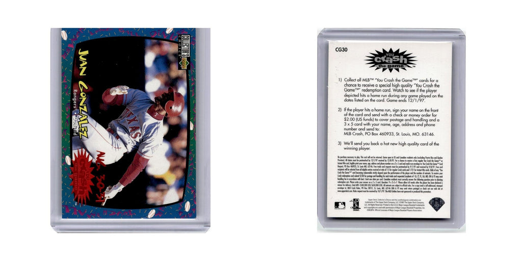 Juan Gonzalez 1997 Collector's Choice You Crash the Game #CG30 Texas Rangers NM