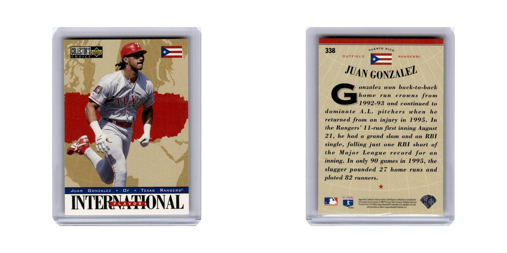 Juan Gonzalez 1996 Collector's Choice #338 Texas Rangers Baseball Card NM