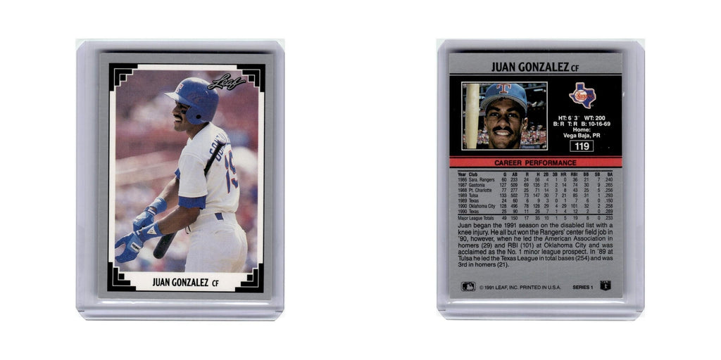 Juan Gonzalez 1991 Leaf #119 Texas Rangers Baseball Card NM