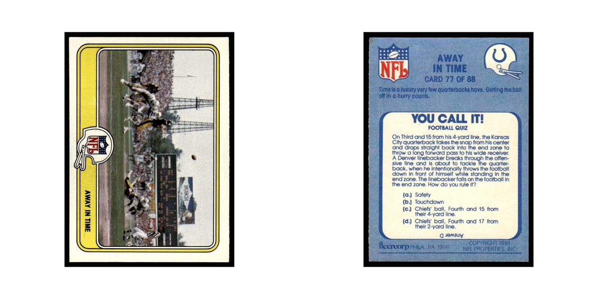 Away In Time 1981 Fleer Team Action #77 Football Card NM