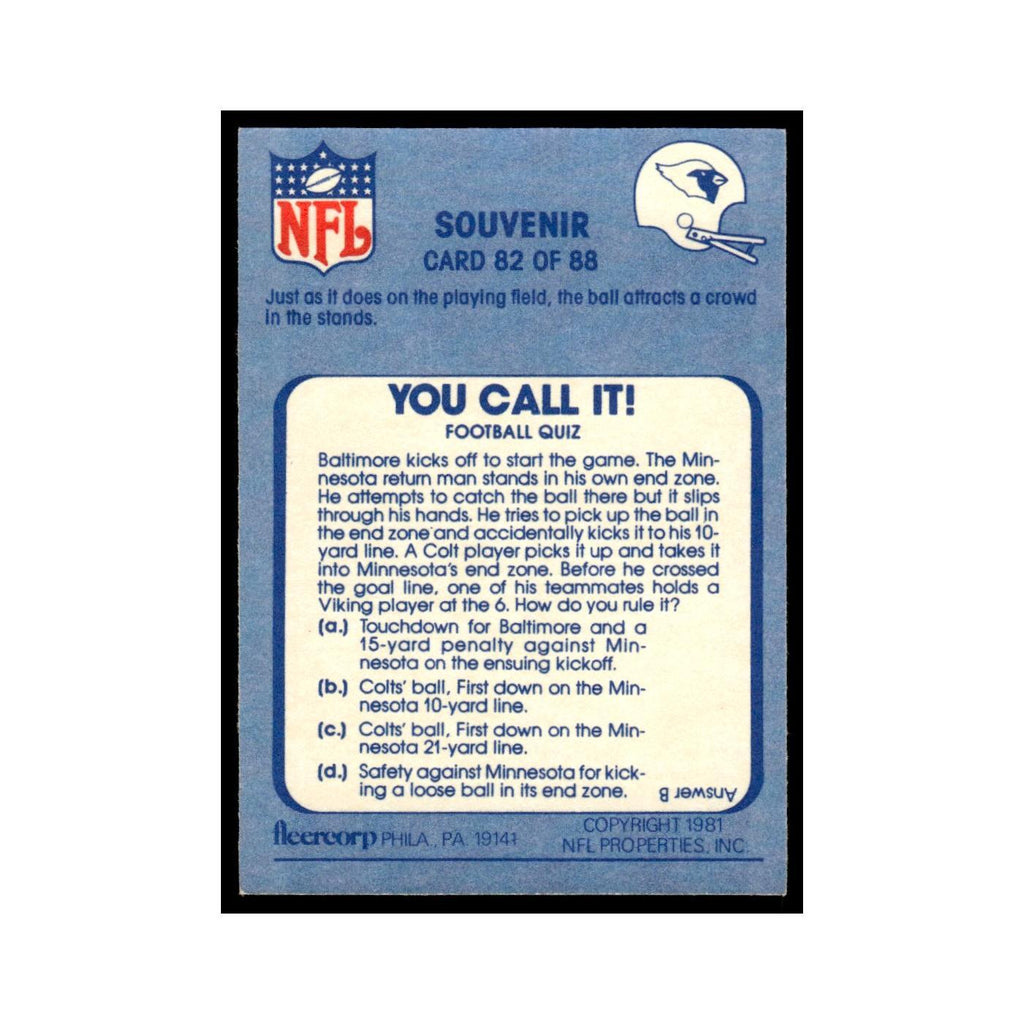 Souvenir 1981 Fleer Team Action #82 Football Card NM
