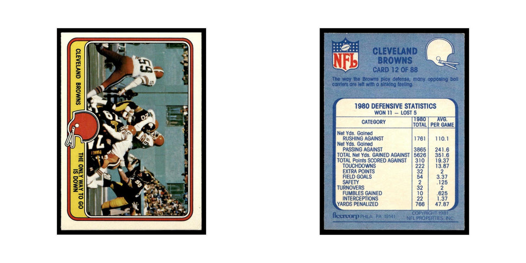 The Only Way to Go Is Down 1981 Fleer Team Action #12 Cleveland Browns NM