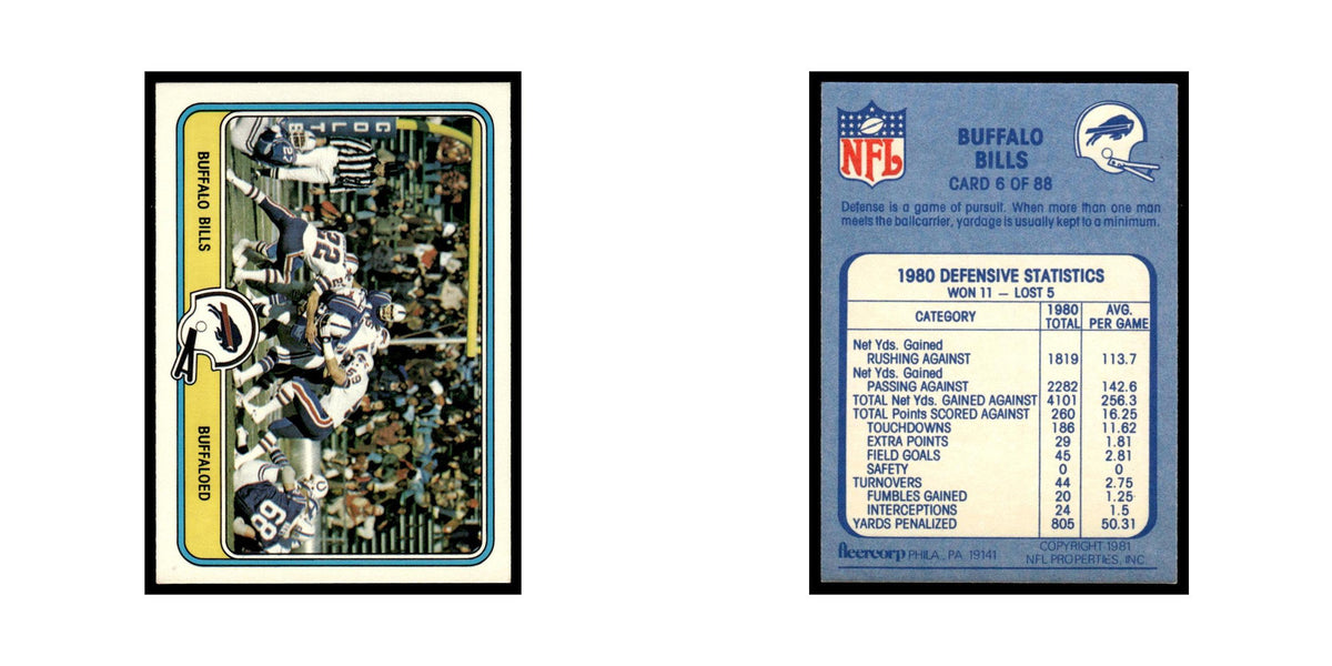 Buffaloed 1981 Fleer Team Action #6 Buffalo Bills Football Card NM