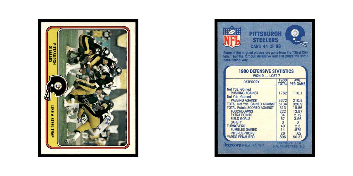 Like a Steel Trap 1981 Fleer Team Action #44 Pittsburgh Steelers NM