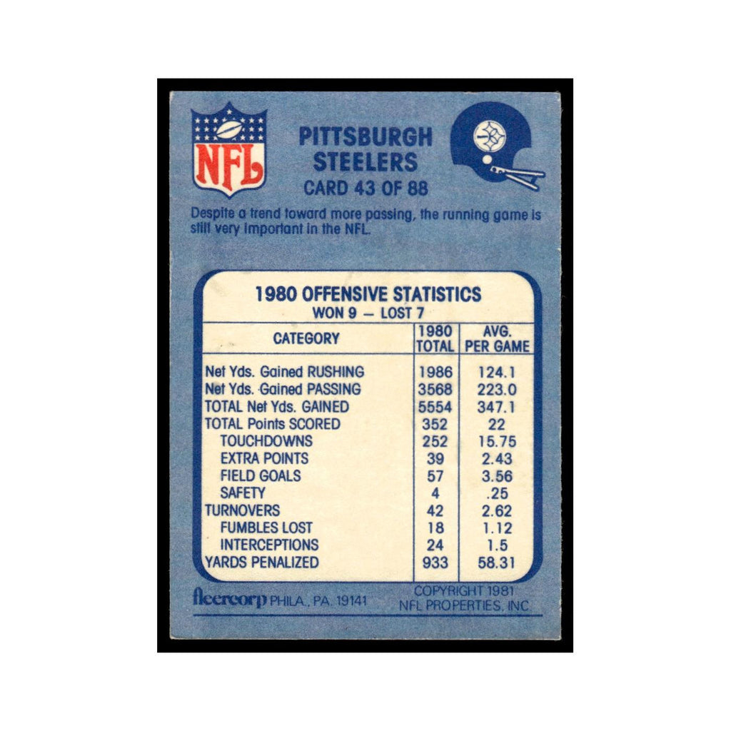 Here Comes the Infantry 1981 Fleer Team Action #43 Pittsburgh Steelers NM