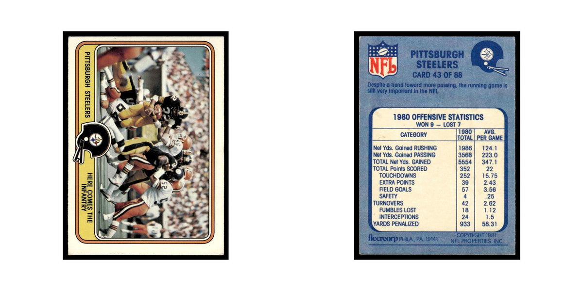 Here Comes the Infantry 1981 Fleer Team Action #43 Pittsburgh Steelers NM