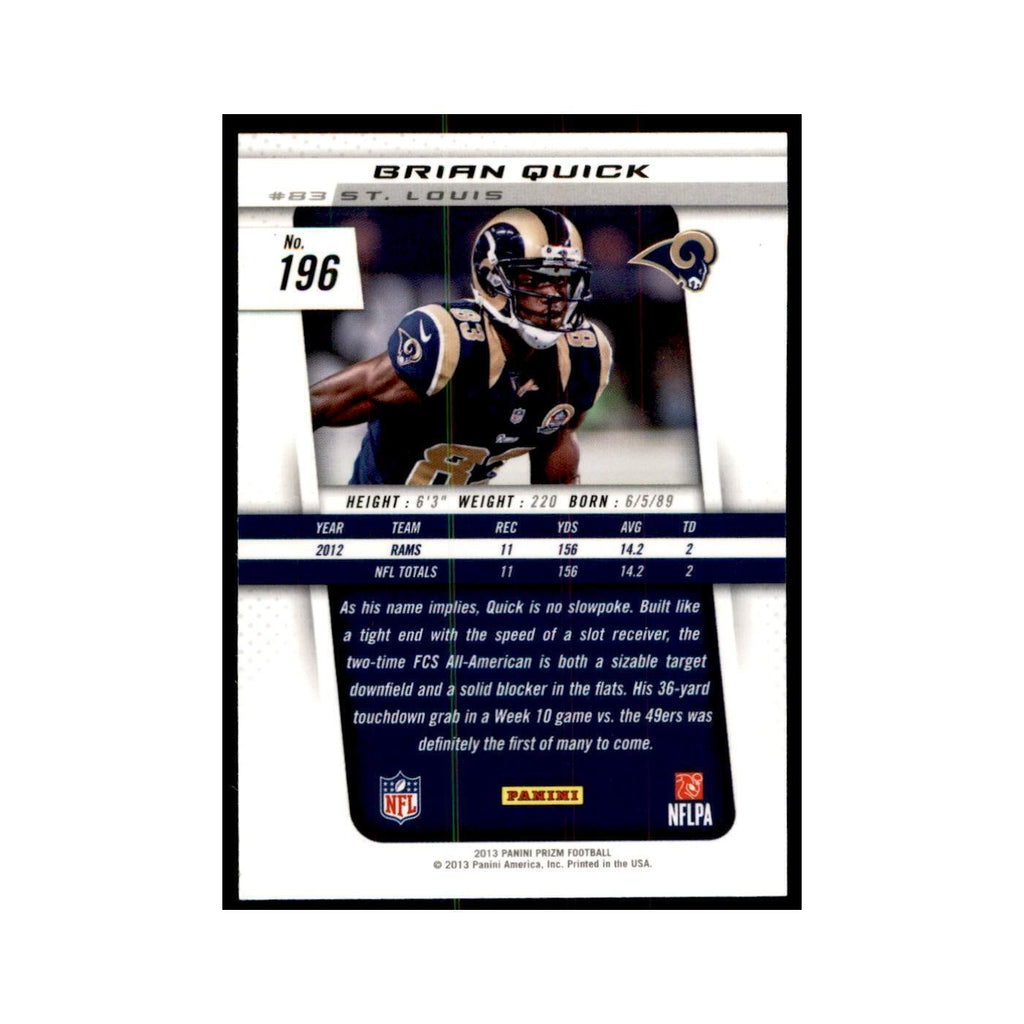 Brian Quick 2013 Panini Prizm #196 Football Cards Football Card NM
