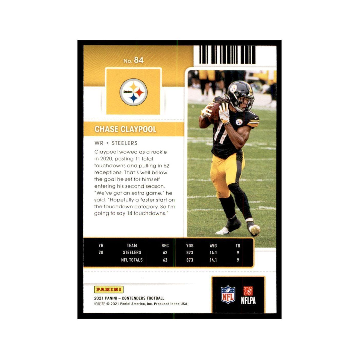 Chase Claypool 2021 Panini Contenders #84 Football Cards Football Card NM