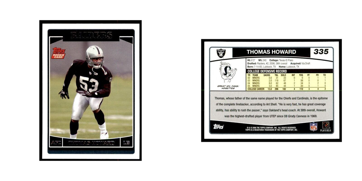 Thomas Howard Rookie 2006 Topps #335 Football Cards Football Card NM
