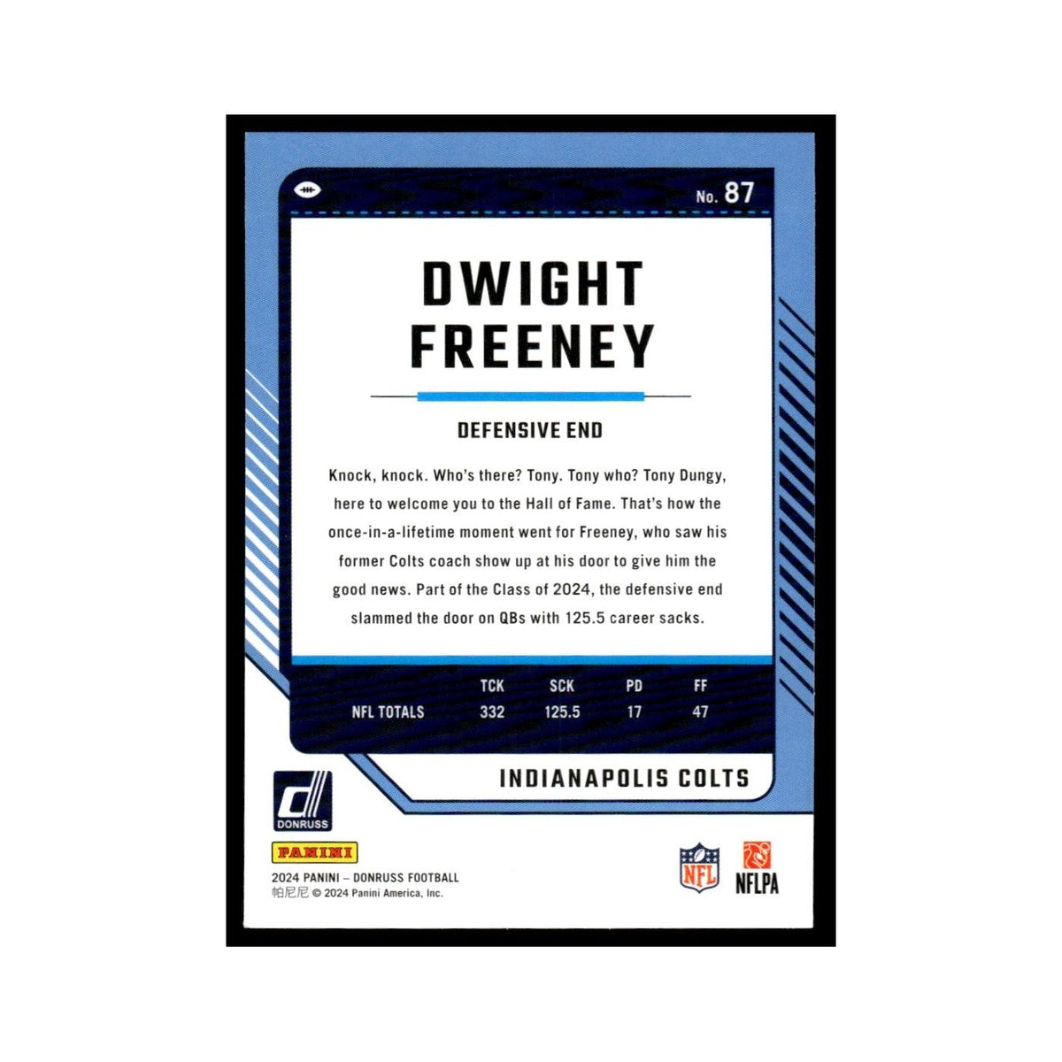 Dwight Freeney 2024 Donruss #87 Indianapolis Colts Football Card NM