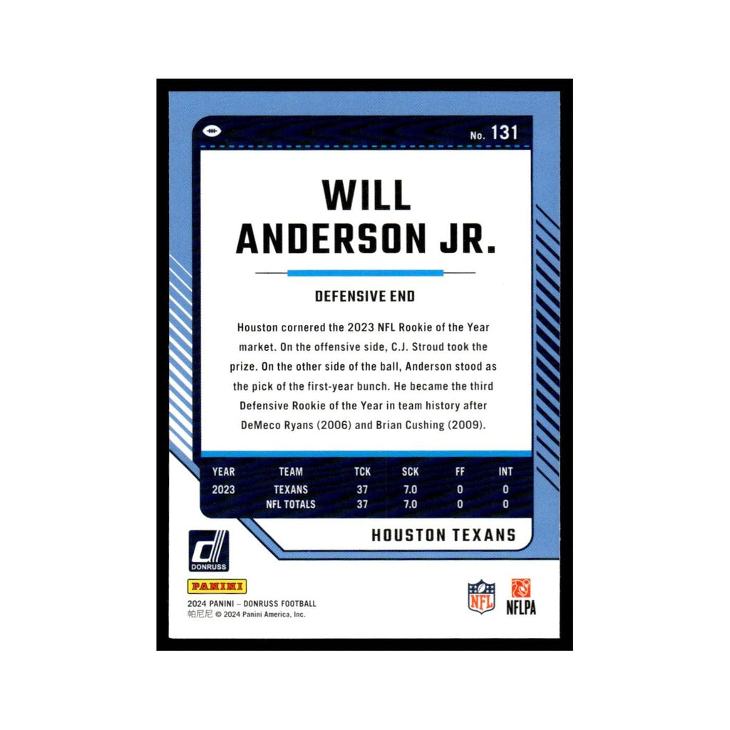Will Anderson Jr. 2024 Donruss #131 Houston Texans Football Card NM