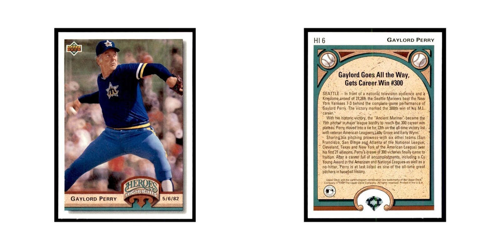 Gaylord Perry 1992 Upper Deck #HI6 Baseball Cards Baseball Card NM