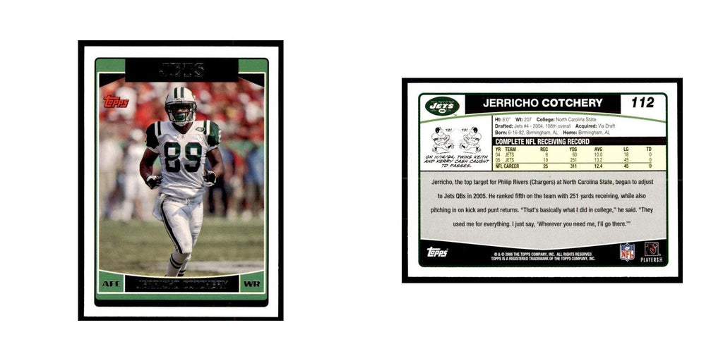 Jerricho Cotchery 2006 Topps #112 Football Cards Football Card NM