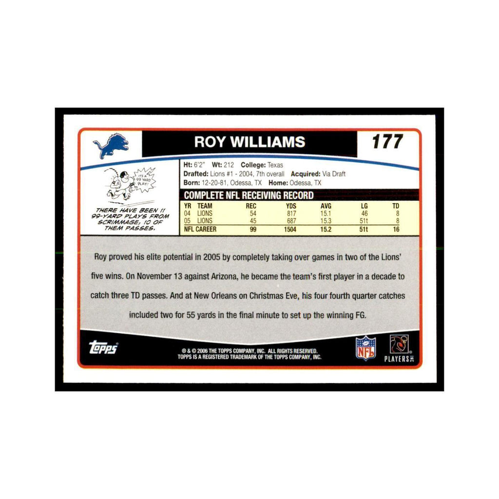 Roy Williams 2006 Topps #177 Football Cards Football Card NM