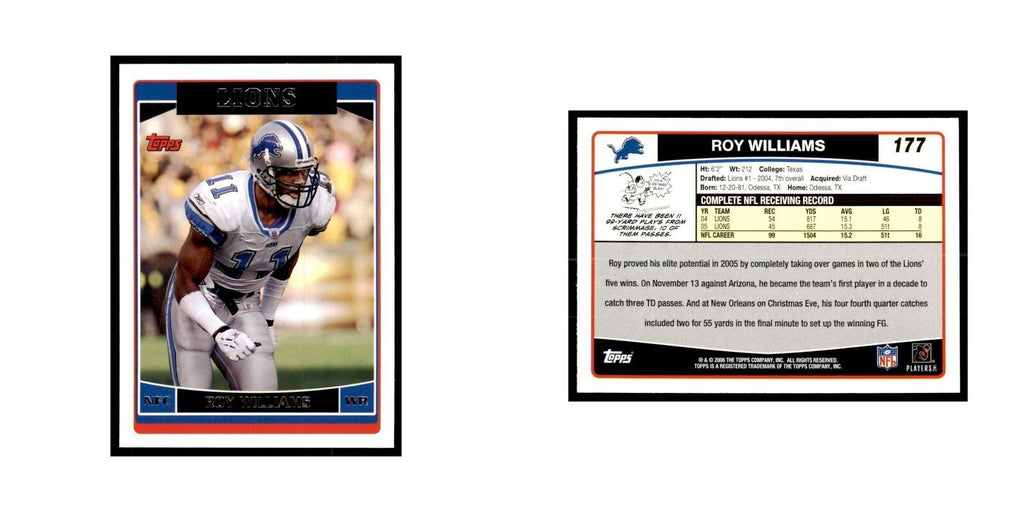 Roy Williams 2006 Topps #177 Football Cards Football Card NM