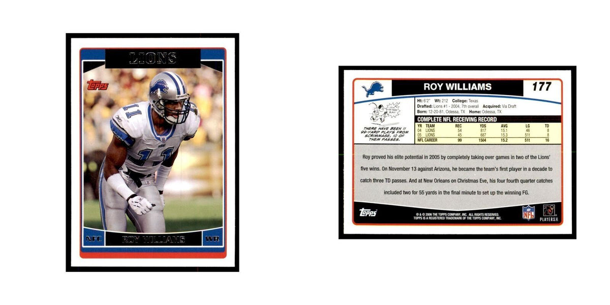 Roy Williams 2006 Topps #177 Football Cards Football Card NM