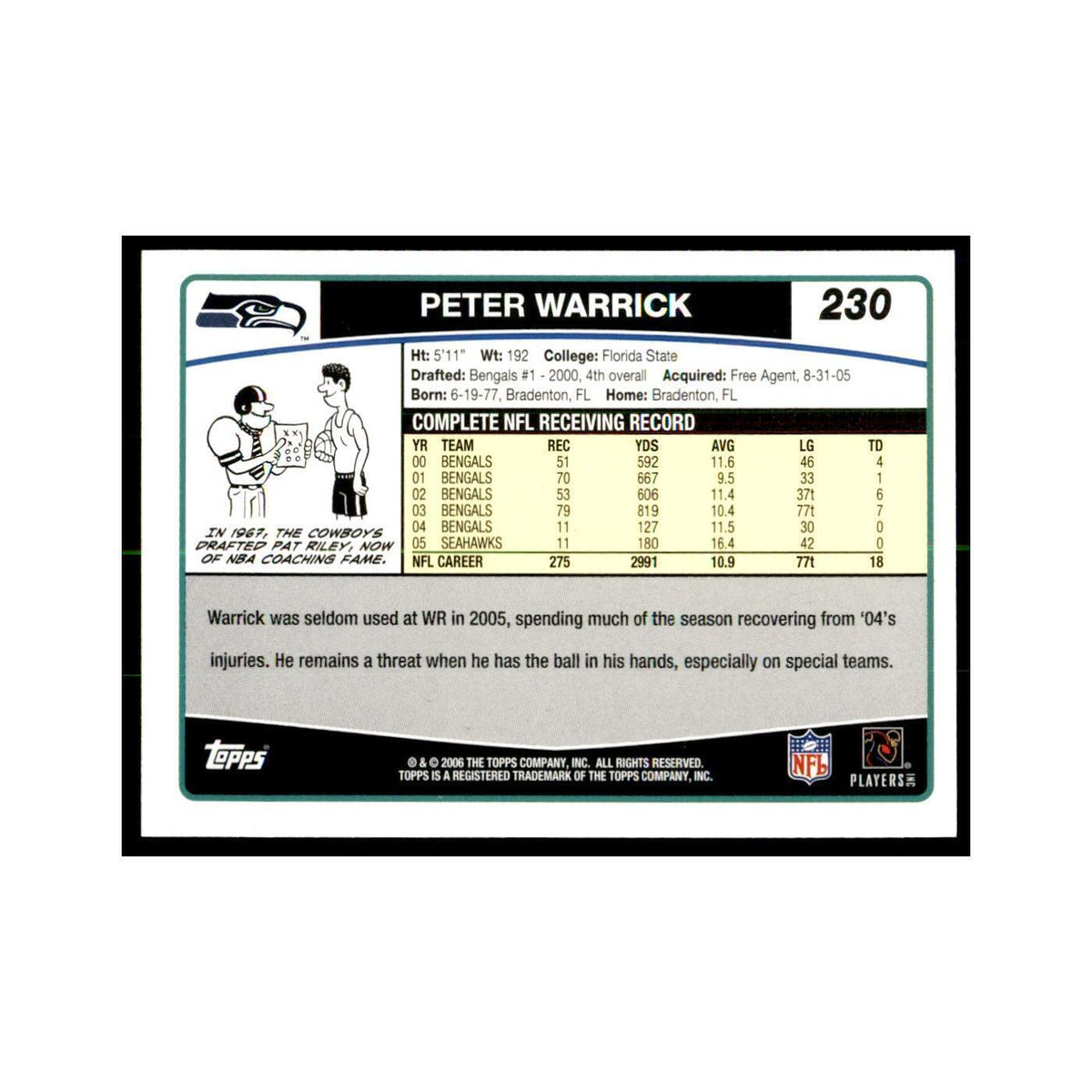 Peter Warrick 2006 Topps #230 Football Cards Football Card NM