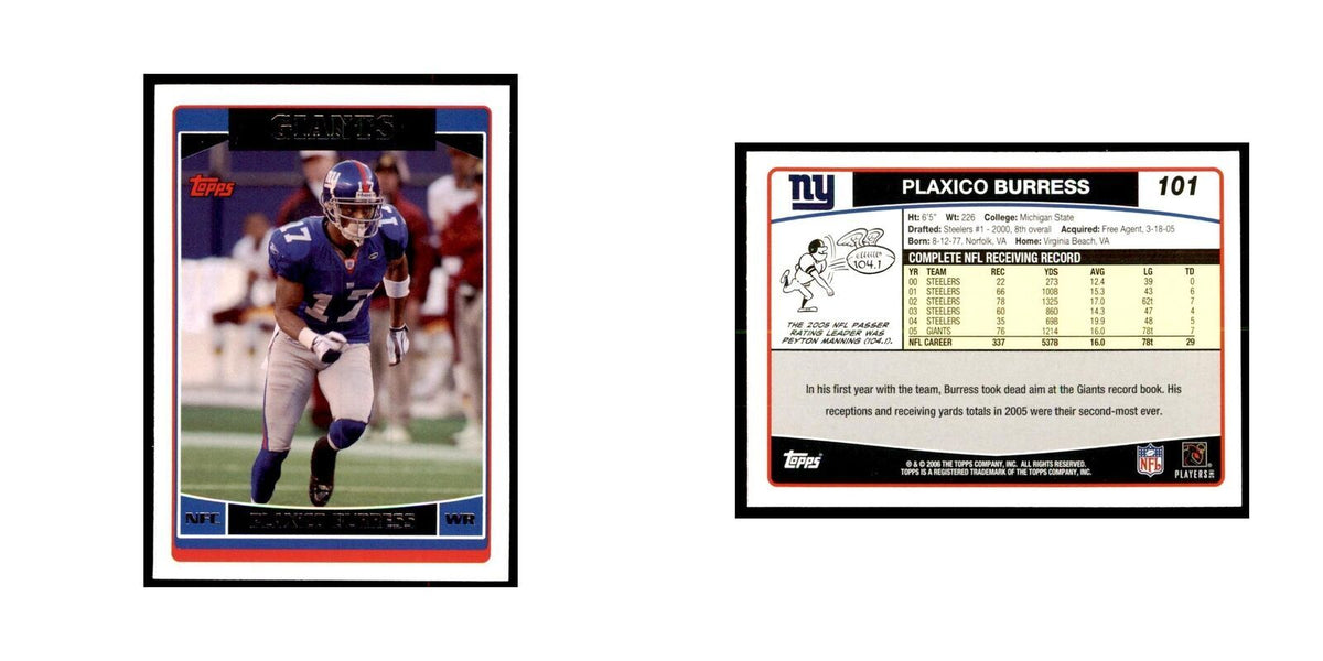 Plaxico Burress 2006 Topps #101 Football Cards Football Card NM
