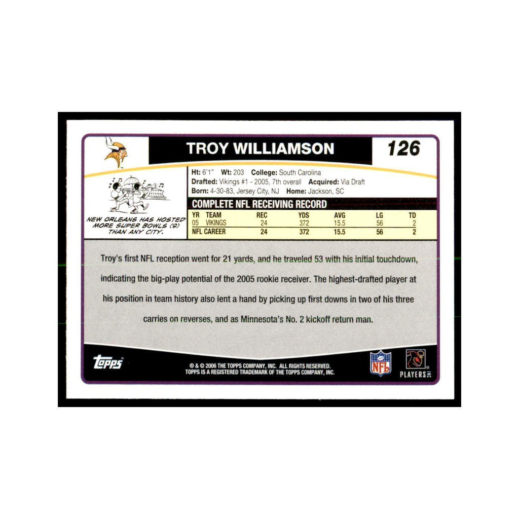 Troy Williamson 2006 Topps #126 Football Cards Football Card NM