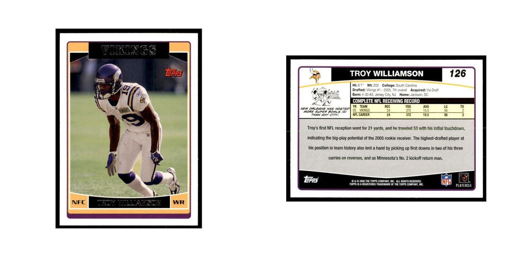 Troy Williamson 2006 Topps #126 Football Cards Football Card NM