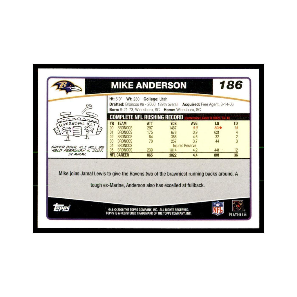 Mike Anderson 2006 Topps #186 Football Cards Football Card NM