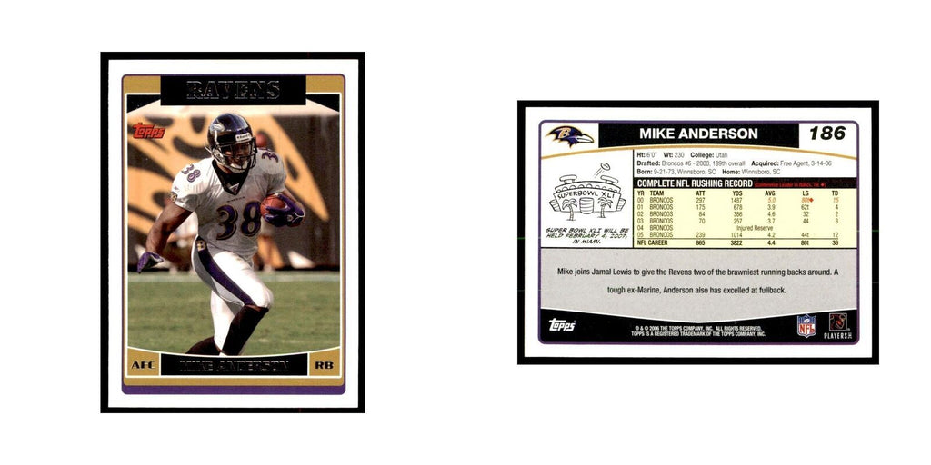 Mike Anderson 2006 Topps #186 Football Cards Football Card NM