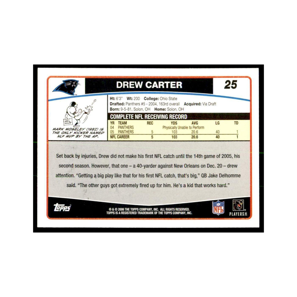 Drew Carter 2006 Topps #25 Football Cards Football Card NM