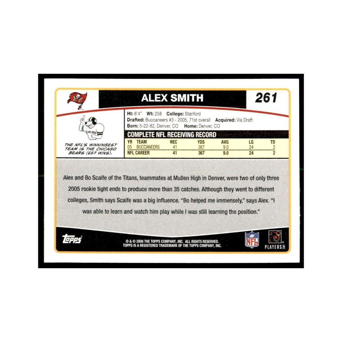 Alex Smith 2006 Topps #261 Football Cards Football Card NM